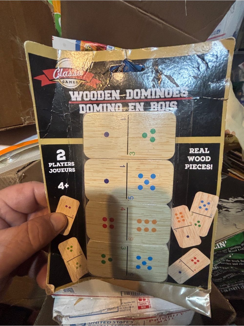 Classic Wooden Dominoes Set - Natural Wood